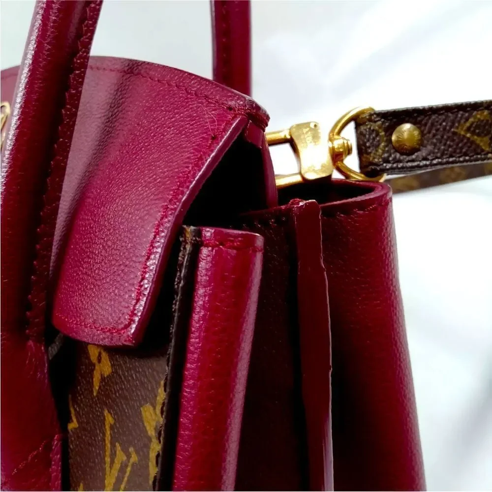 Auth Louis Vuitton Brown Maroon LV Florine Monogram 2way Satchel